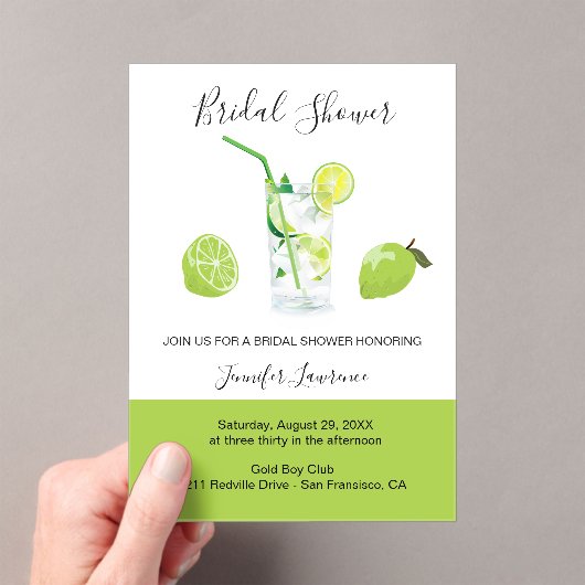 Invitations En Acrylique Tropical Citrus Green Lime Bridal Shower  (In situ (ordinateur de poche))