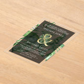 Invitations En Acrylique Tropical Gold Monstera Palm Black Wedding  (Poser)