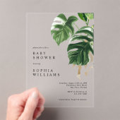 Invitations En Acrylique Tropical Greenery Leaves Modern Baby Shower (In situ (ordinateur de poche))