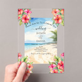 Invitations En Acrylique Tropical Hibiscus Beach (In situ (ordinateur de poche))