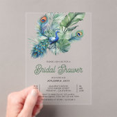 Invitations En Acrylique Tropical Indian Peacock Floral Bridal Shower (In situ (ordinateur de poche))