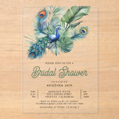 Invitations En Acrylique Tropical Indian Peacock Floral Bridal Shower (Recto)