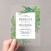 Invitations En Acrylique Tropical Monstera Palm Wedding (In situ (ordinateur de poche))