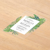 Invitations En Acrylique Tropical Monstera Palm Wedding (Poser)