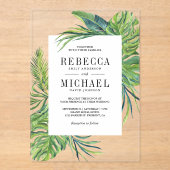 Invitations En Acrylique Tropical Monstera Palm Wedding (Recto)