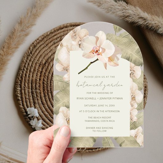 Invitations En Acrylique Tropical Orchid Botanical Garden Wedding 