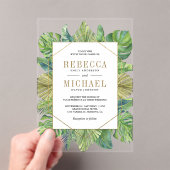 Invitations En Acrylique Tropical Palm Leaves Gold Wedding (In situ (ordinateur de poche))