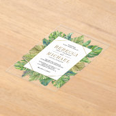 Invitations En Acrylique Tropical Palm Leaves Gold Wedding (Poser)