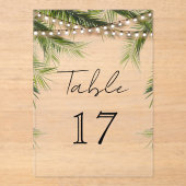 Invitations En Acrylique Tropical String Light Wedding Acrylic Table Number (Recto)