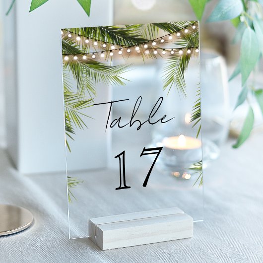 Invitations En Acrylique Tropical String Light Wedding Acrylic Table Number