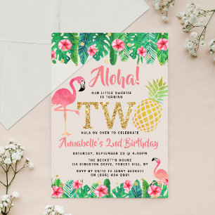 Invitations En Acrylique Tropical Summer Beach Luau Girls 2e anniversaire