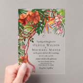 Invitations En Acrylique Tropical Wedding I Floral & Red Bow Acrylic (In situ (ordinateur de poche))