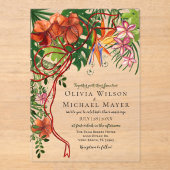 Invitations En Acrylique Tropical Wedding I Floral & Red Bow Acrylic (Recto)