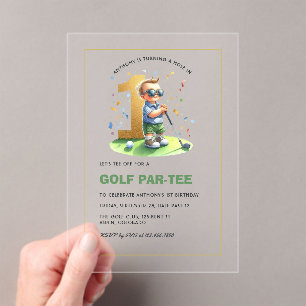 Invitations En Acrylique Trou en un Golf 1er anniversaire garçon