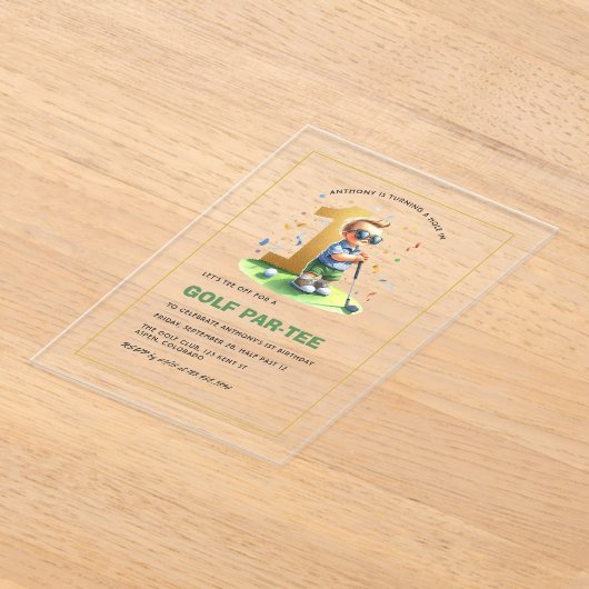 Invitations En Acrylique Trou en un Golf 1er anniversaire garçon (Poser)