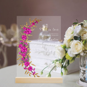 Invitations En Acrylique Trumpet sauvage violet Vin Fleur Jardin Mariage
