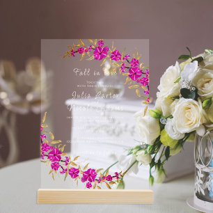 Invitations En Acrylique Trumpet sauvage violet Vin Fleur Jardin Mariage