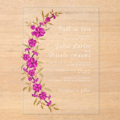 Invitations En Acrylique Trumpet sauvage violet Vin Fleur Jardin Mariage (Recto)
