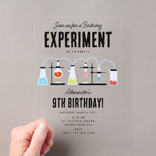 Invitations En Acrylique Tubes à essai de chimie pour fête d'anniversaire d