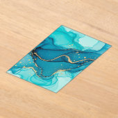 Invitations En Acrylique Turquoise and Teal Alcohol Ink Abstract with Gold  (Poser)