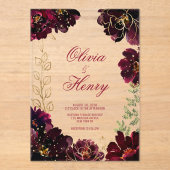 Invitations En Acrylique Turquoise Bordeaux Bijoux Mariage (Recto)