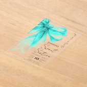 Invitations En Acrylique Turquoise Bow Coquette Script Sweet 16 Party (Poser)