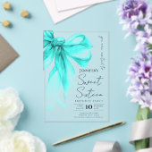Invitations En Acrylique Turquoise Bow Coquette Script Sweet 16 Party (Insitu (Mariage))