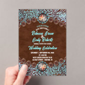 Invitations En Acrylique Turquoise Brown Cowboy Country Western mariage (In situ (ordinateur de poche))