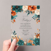 Invitations En Acrylique Turquoise, Burning Orange & Champagne Mariage Flor (In situ (ordinateur de poche))