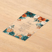 Invitations En Acrylique Turquoise, Burning Orange & Champagne Mariage Flor (Poser)