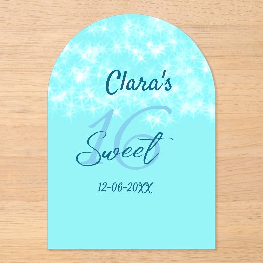 Invitations En Acrylique Turquoise turquoise agate doux 16 anniversaire ajo (Recto)