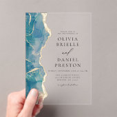 Invitations En Acrylique Turquoise Turquoise Blue Gold Agate Mariage élégan (In situ (ordinateur de poche))
