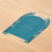 Invitations En Acrylique Turquoise Turquoise Bue Gold Agate Mariage élégant (Poser)