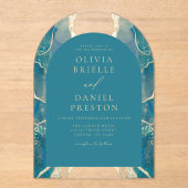 Invitations En Acrylique Turquoise Turquoise Bue Gold Agate Mariage élégant (Recto)