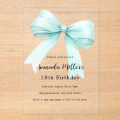 Invitations En Acrylique Turquoise vert arc élégant clair anniversaire (Recto)