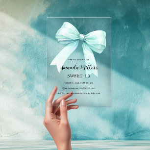 Invitations En Acrylique Turquoise vert crème arc clair Sweet 16