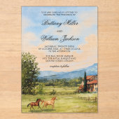 Invitations En Acrylique Tuscan-Inspired Countryside Landscape Wedding (Recto)