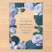 Invitations En Acrylique Twilight Navy, Mist Lavender & Silver Periwinkle (Recto)