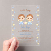 Invitations En Acrylique Twin Boys Baby shower transparent (In situ (ordinateur de poche))