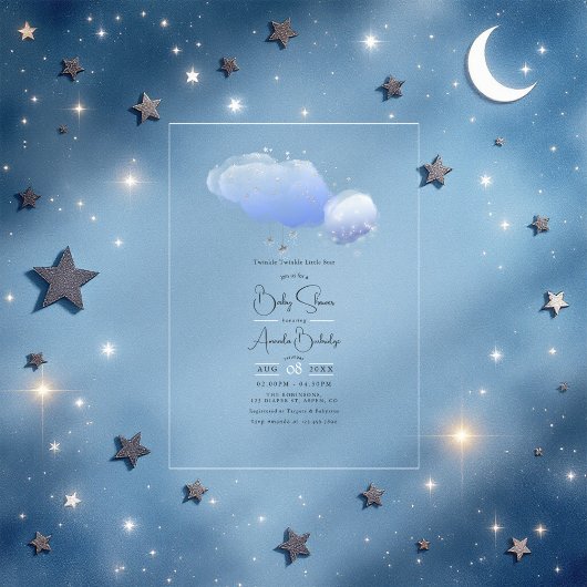 Invitations En Acrylique Twinkle Twinkle Little Star Baby shower