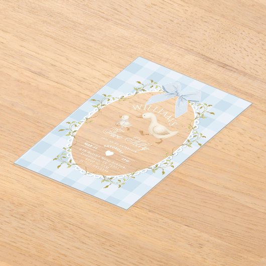Invitations En Acrylique Two Silly Goose Blue Gingham 2nd Birthday (Poser)