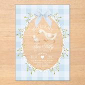 Invitations En Acrylique Two Silly Goose Blue Gingham 2nd Birthday (Recto)