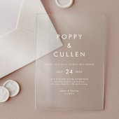 Invitations En Acrylique Typographie chic Blanc Moderne Boho Simple Mariage