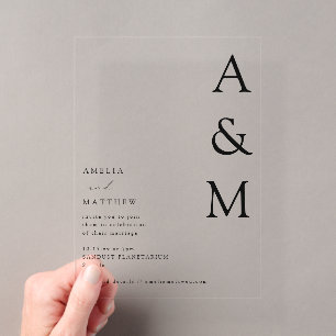 Invitations En Acrylique Typographie de monogramme audacieux minimaliste Ma