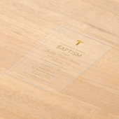 Invitations En Acrylique Typographie de script Gold Cross Chic Élégant Bapt (Poser)
