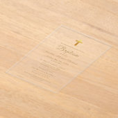 Invitations En Acrylique Typographie de script Gold Cross Chic Élégant Bapt (Poser)