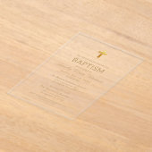 Invitations En Acrylique Typographie de script Gold Cross Chic Élégant Bapt (Poser)