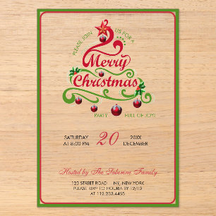 Invitations En Acrylique Typographie élégante et ludique d'arbre de Noël to