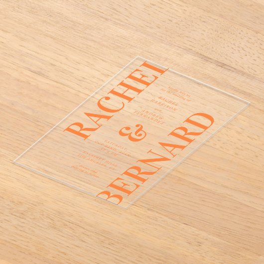 Invitations En Acrylique Typographie élégante Mariage transparent brillant (Poser)
