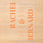 Invitations En Acrylique Typographie élégante Mariage transparent brillant (Recto)